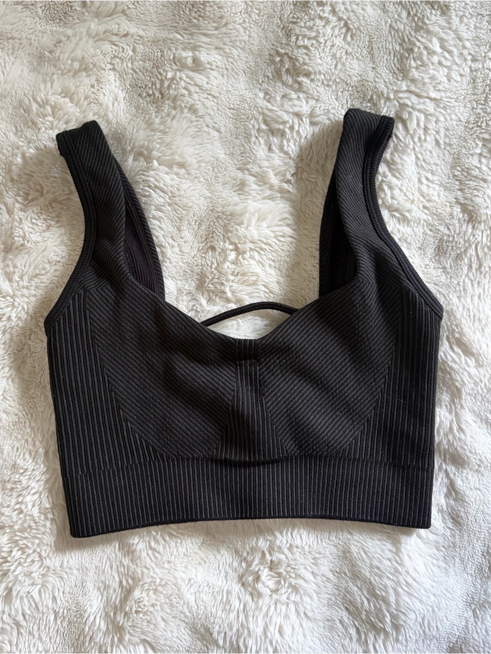 Fabletics Black Ribbed Sports Bra